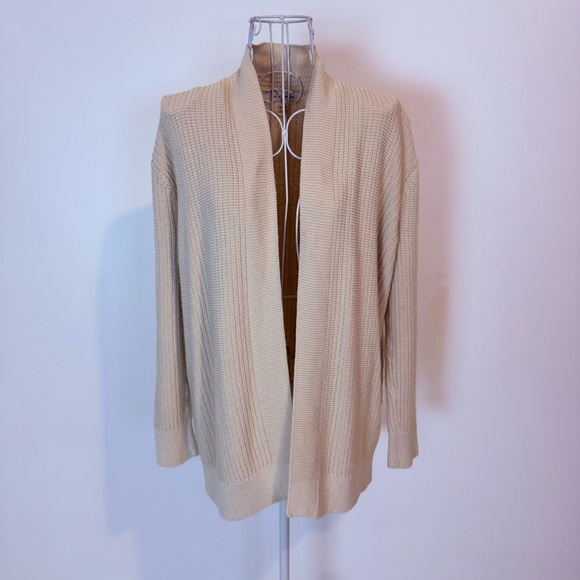 Club Monaco open front knit cardigan long sleeve SZ XS cotton beige - Picture 1 of 9